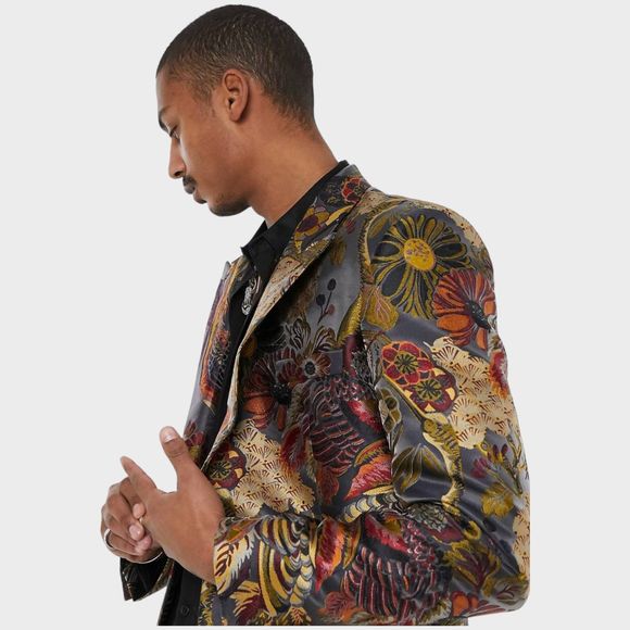 NWT ASOS EDITION Slim Suit 2-pc Jacket 38 Pants 31x30 Jacquard LIMITED EDITION - Picture 4 of 8